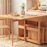 میز غذاخوری کم‌جا شبیه آکاردئون، مخصوص خانه‌های کوچک